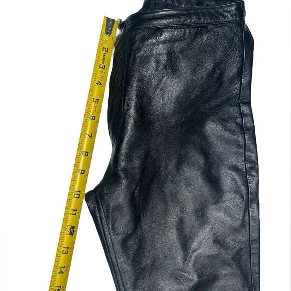 Albert Duke Black Leather Pants Size 8 Straight Leg - Picture 9 of 13